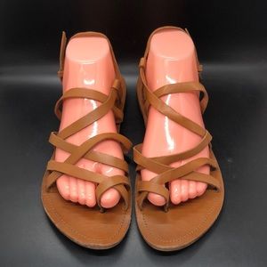ZARA Brown Leather Lace-Up Gladiator Sandals EU 40 / US 9.5